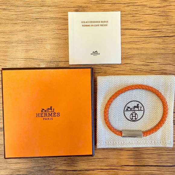 Goliath leather bracelet Hermès Orange in Leather - Picture 1 of 4